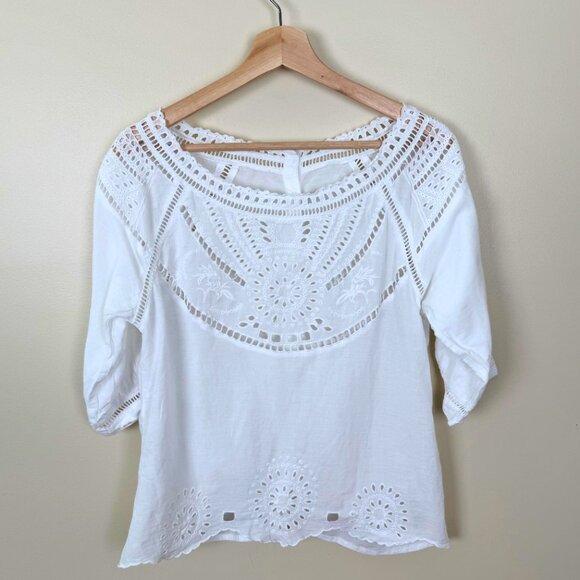 Coster Copenhagen White Eyelet Embroidery Blouse | Size 38 (US 6) - Picture 5 of 7